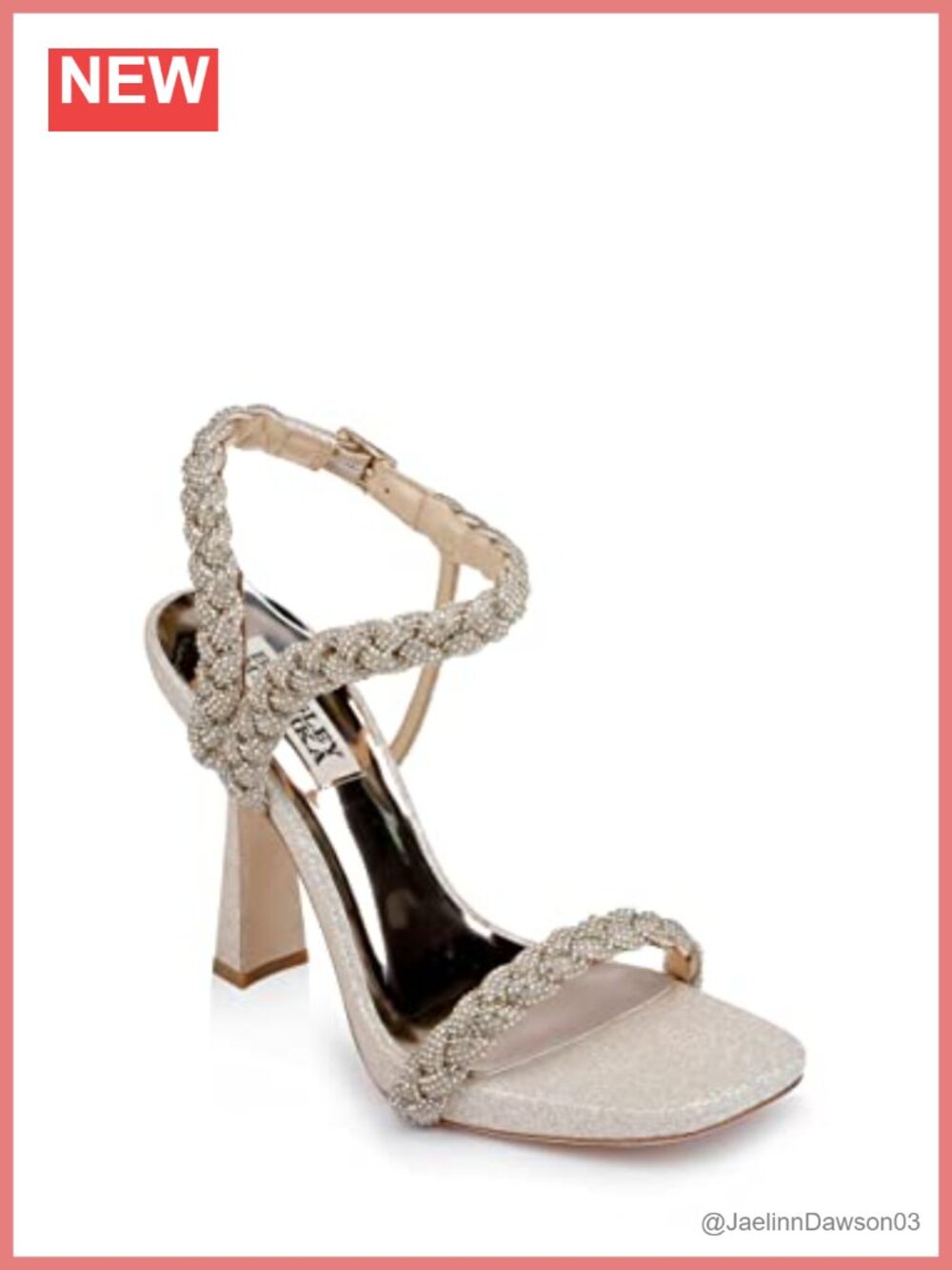 Badgley Mischka Fennel Braided Spool Heel Sandals Ivory Satin Stiletto Open Toe